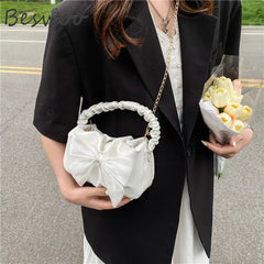 Spring Bow Folds Armpit Handbag Purse Casual Shoulder Bag