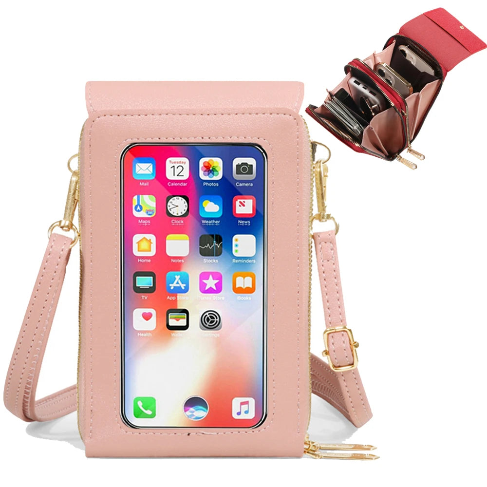 Small Crossbody Shoulder Bag Touch Screen Cell Phone Wallet Purse Leather Clutch