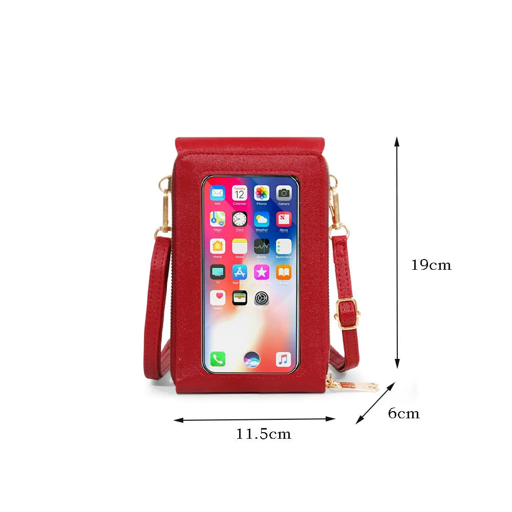 Small Crossbody Shoulder Bag Touch Screen Cell Phone Wallet Purse Leather Clutch