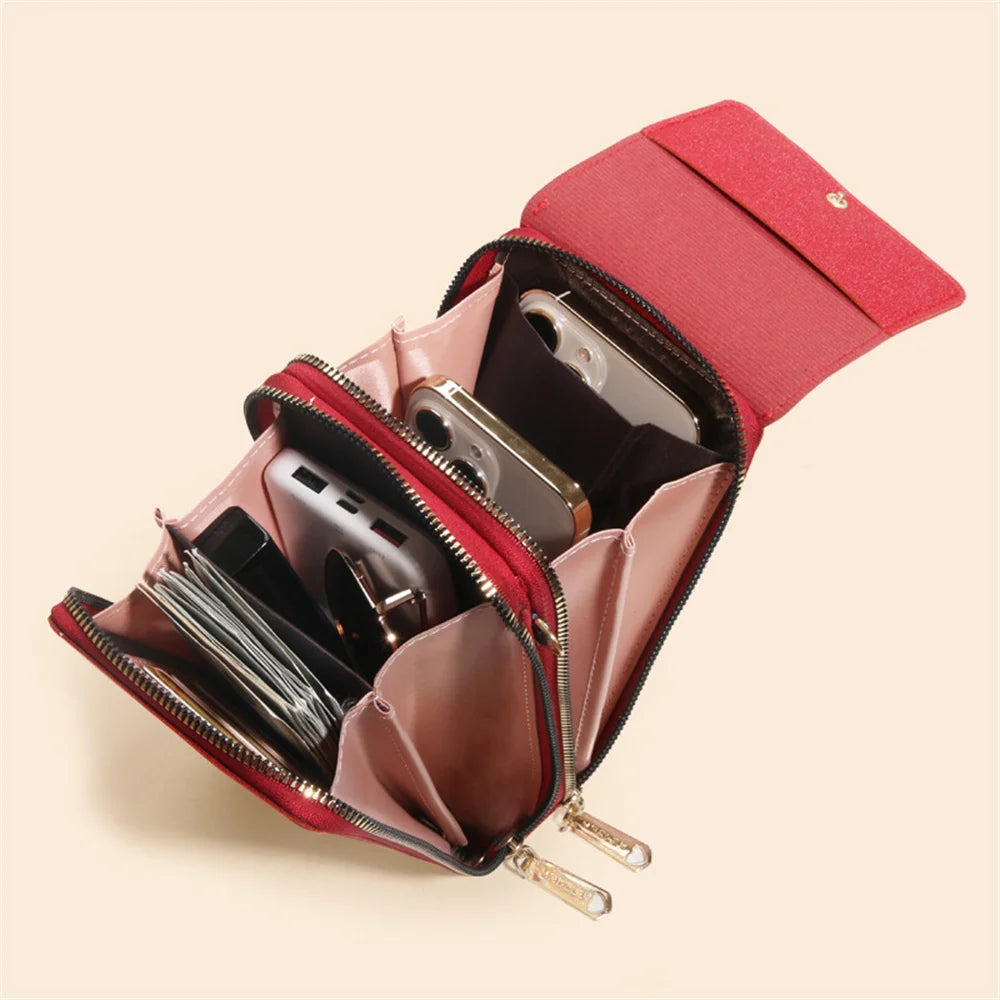 Small Crossbody Shoulder Bag Touch Screen Cell Phone Wallet Purse Leather Clutch