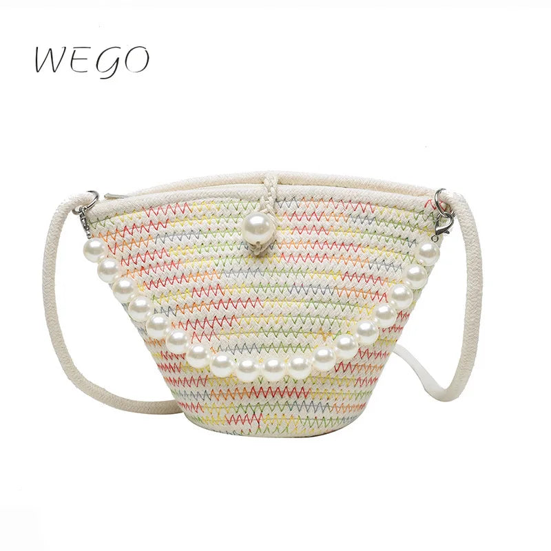 Women's Straw Beach Bag Crossbody Shoulder Bucket Bag