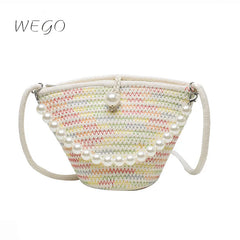 Women's Straw Beach Bag Crossbody Shoulder Bucket Bag