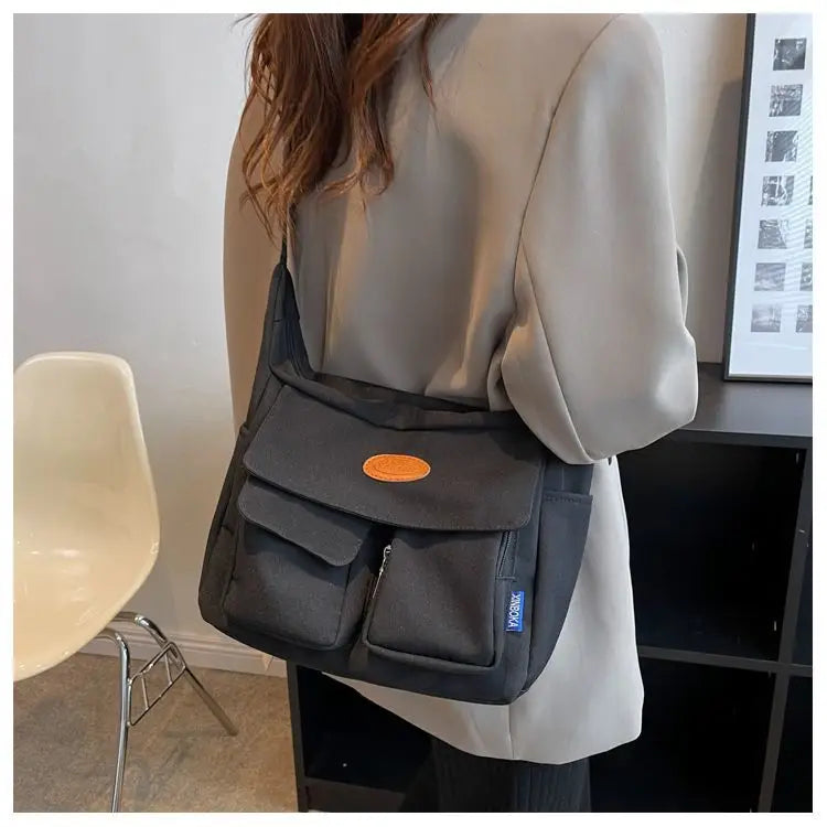 Women's Canvas Messenger Bag Large Capacity Girls Commuter Bag