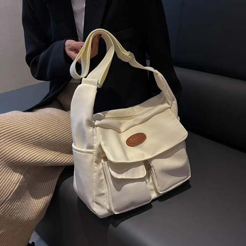 Women's Canvas Messenger Bag Large Capacity Girls Commuter Bag
