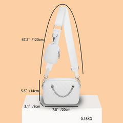 Women's Diamond Pattern Crossbody Bag Chain Square Handbag 2Pc/Set