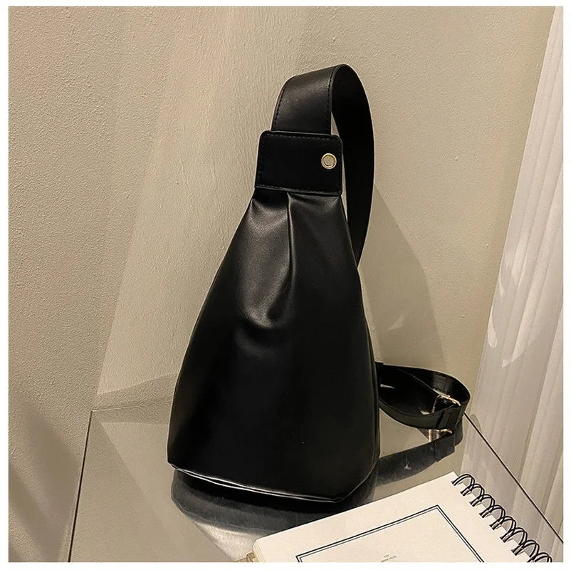 Retro Solid Backpack PU Leather Shoulder Underarm Bag Casual Women Hobos Handbag