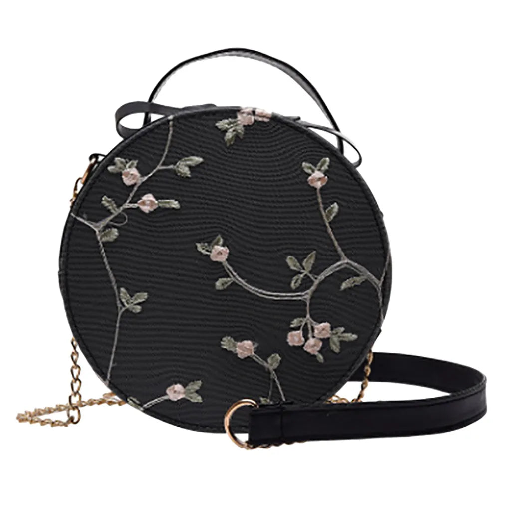Women's Lace Handbag Crossbody Bag Embroidered Round Bag