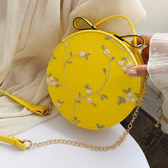 Women's Lace Handbag Crossbody Bag Embroidered Round Bag
