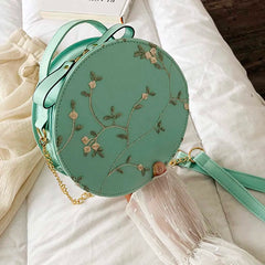 Women's Lace Handbag Crossbody Bag Embroidered Round Bag