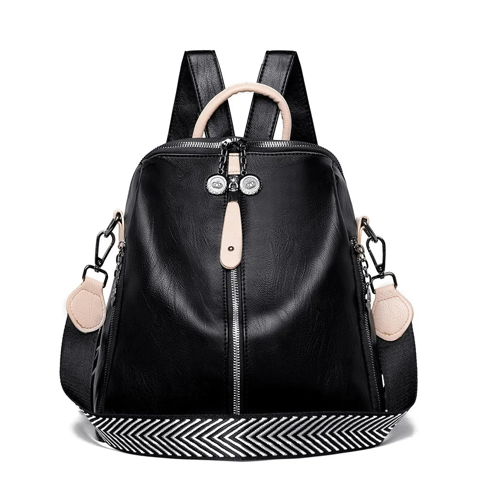 Women's Soft Leather Backpack - Large Capacity Travel Single Shoulder Backpack