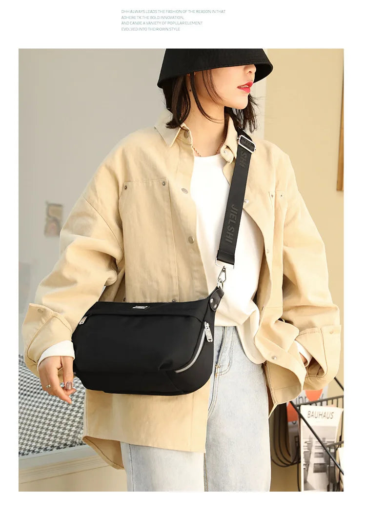 Nylon Crossbody Shoulder Bag for Women - Casual Handbag