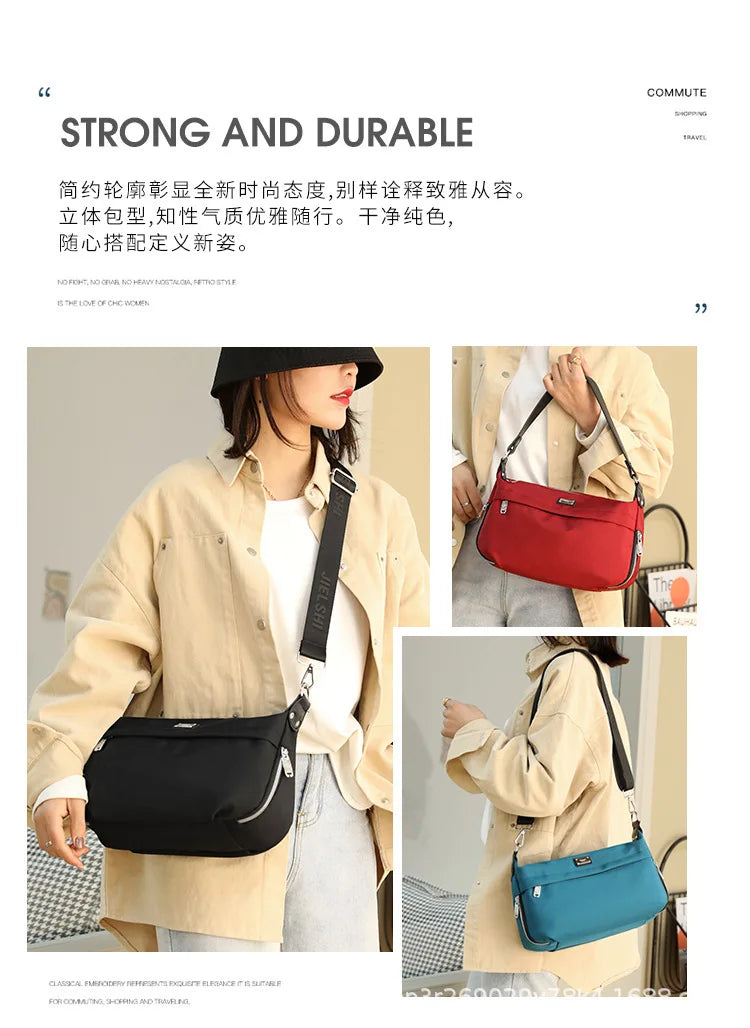 Nylon Crossbody Shoulder Bag for Women - Casual Handbag