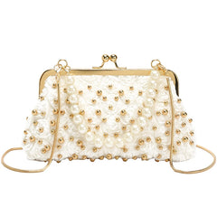 Women's Beaded Handbag Rivet Chain Crossbody Bag Shoulder Bag