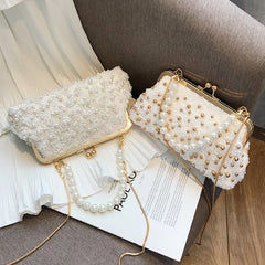 Women's Beaded Handbag Rivet Chain Crossbody Bag Shoulder Bag