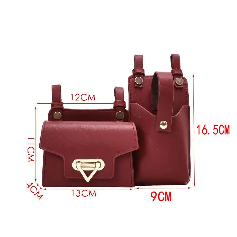 Women's PU Belt Two-piece Waist Bag Female Solid Messenger Mobile Phone Bag