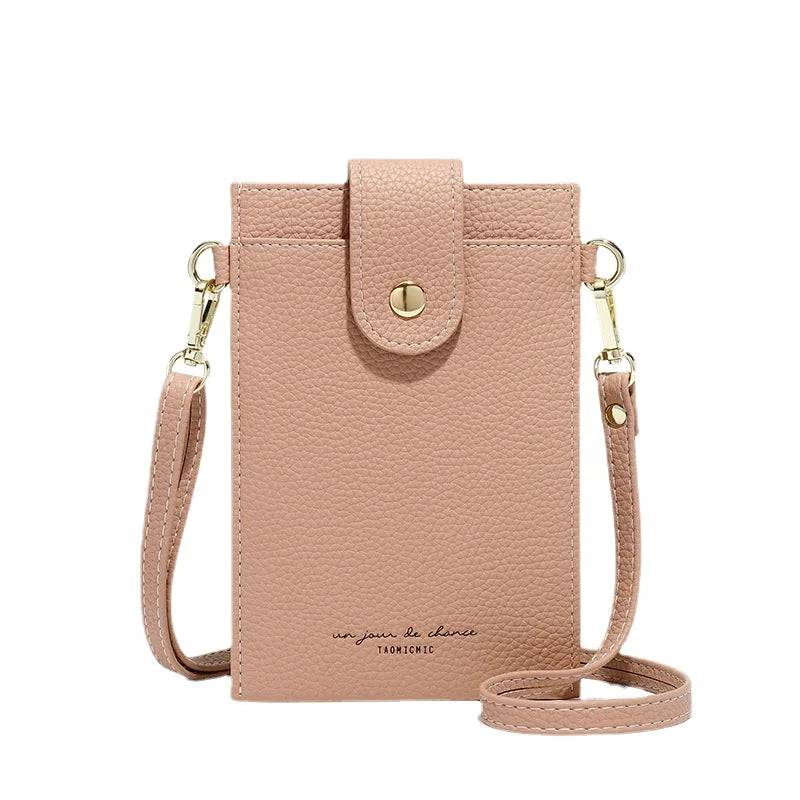Women's PU Leather Mobile Phone Bag Solid Shoulder Messenger Bag