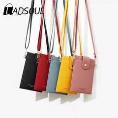 Women's PU Leather Mobile Phone Bag Solid Shoulder Messenger Bag
