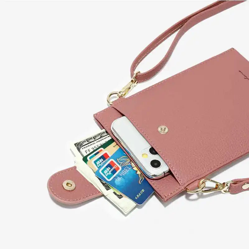 Women's PU Leather Mobile Phone Bag Solid Shoulder Messenger Bag