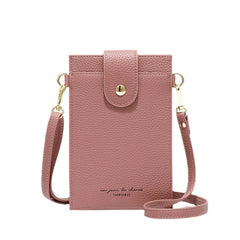 Women's PU Leather Mobile Phone Bag Solid Shoulder Messenger Bag