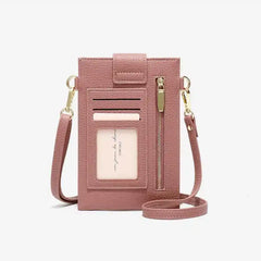 Women's PU Leather Mobile Phone Bag Solid Shoulder Messenger Bag