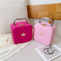 Women's PU Leather Cosmetic Bag Travel Toiletry Storage Handbag Makeup Case