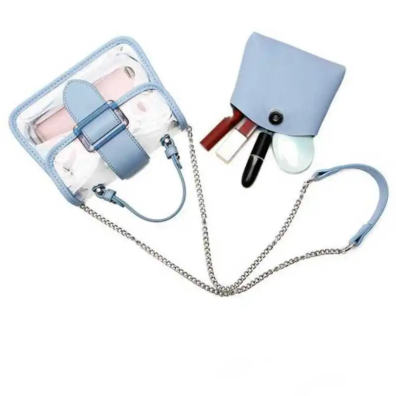 Women's PVC Transparent Handbag Female Sweet Solid Shoulder Crossbody Bag