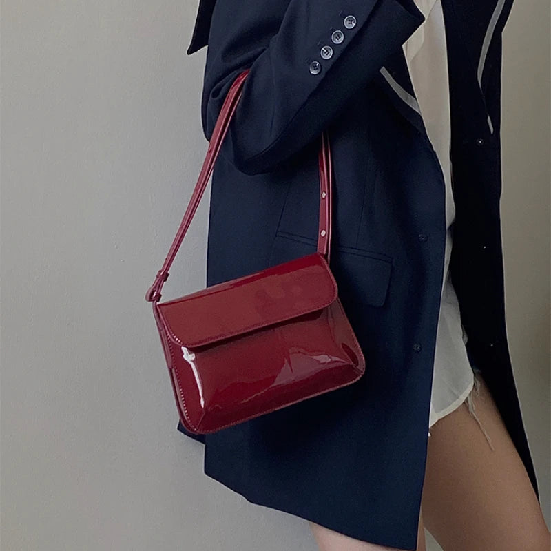 Women's Patent Leather Underarm Bag Crossbody Messenger Purse