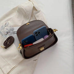 Women's leather shoulder bag solid-color crossbody bag