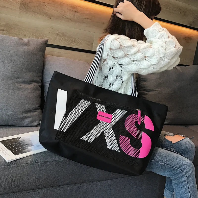Women's Shoulder Bag Letter Dry Wet Separation Bag Large Capacity