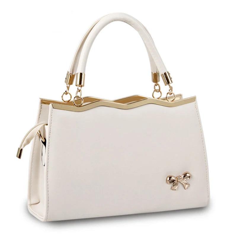 Women's Shoulder Bags PU Leather Bow Handbags Ladies Casual Large Capacity