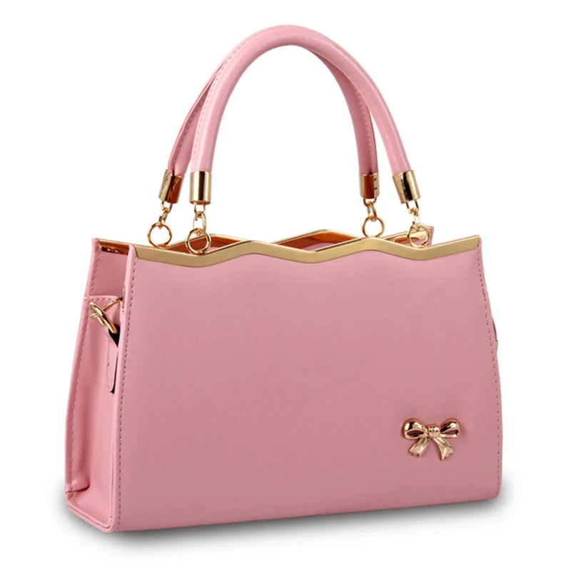 Women's Shoulder Bags PU Leather Bow Handbags Ladies Casual Large Capacity