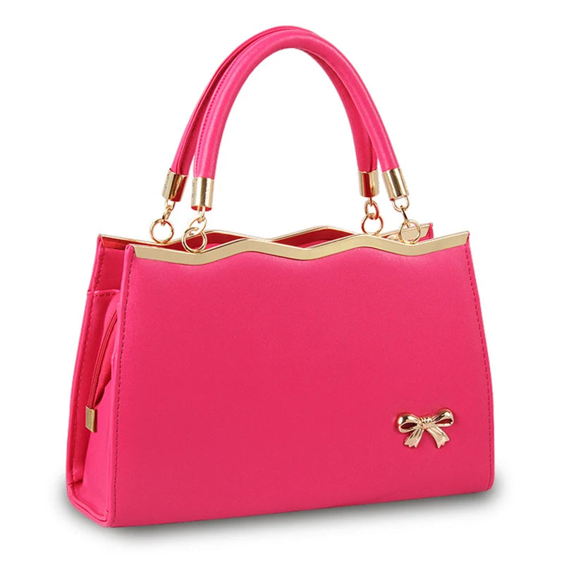 Women's Shoulder Bags PU Leather Bow Handbags Ladies Casual Large Capacity