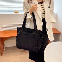 Canvas Large Tote Bag Japanese Corduroy Shoppers Handbags