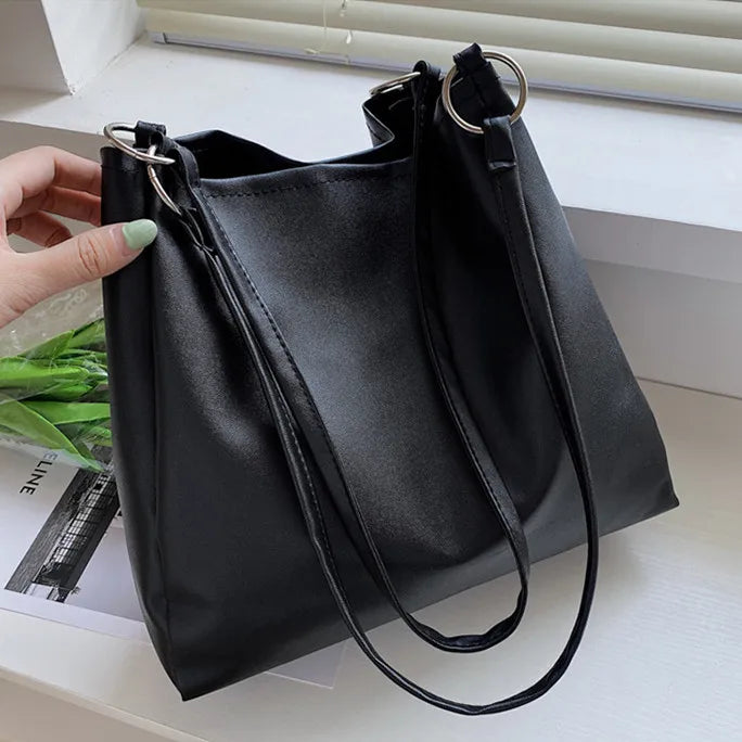 Women's Large Capacity Shoulder Bags Solid Texture Handbags for Women