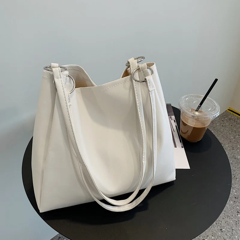 Women's Large Capacity Shoulder Bags Solid Texture Handbags for Women