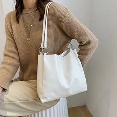 Women's Large Capacity Shoulder Bags Solid Texture Handbags for Women