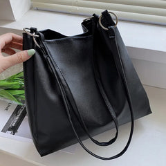 Women's Large Capacity Shoulder Bags Solid Texture Handbags for Women