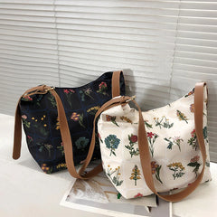 Embroidered Retro Nylon Shoulder Bag Large Capacity