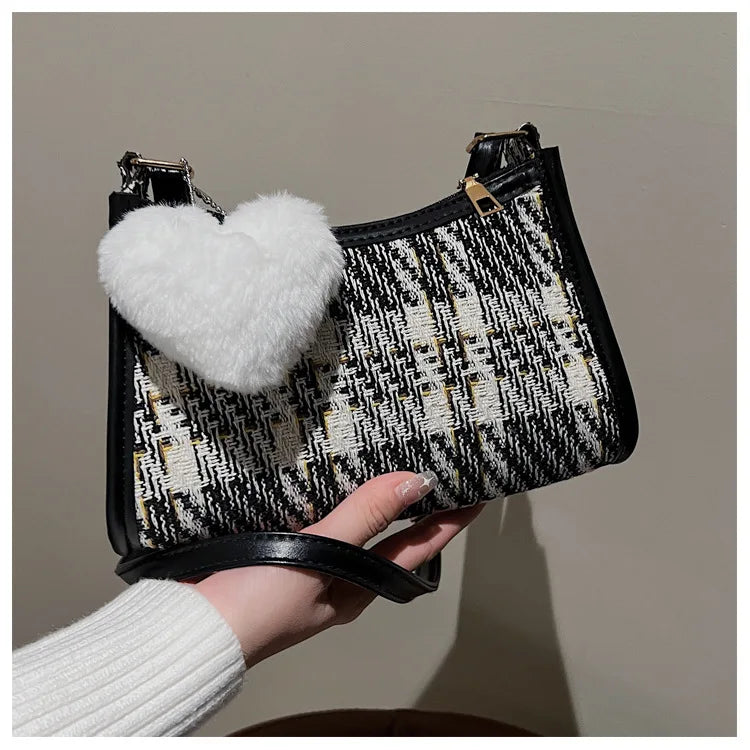 Vintage Plaid Underarm Bag All-Match Shoulder Bag