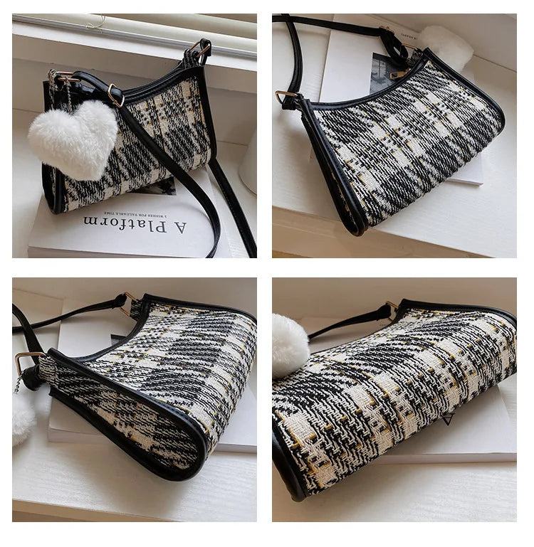 Vintage Plaid Underarm Bag All-Match Shoulder Bag
