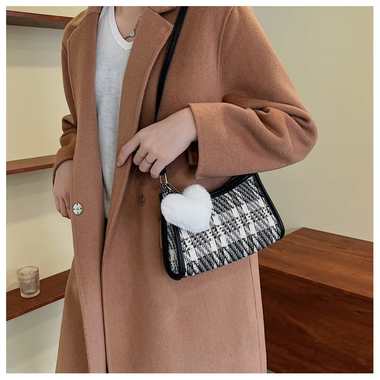 Vintage Plaid Underarm Bag All-Match Shoulder Bag