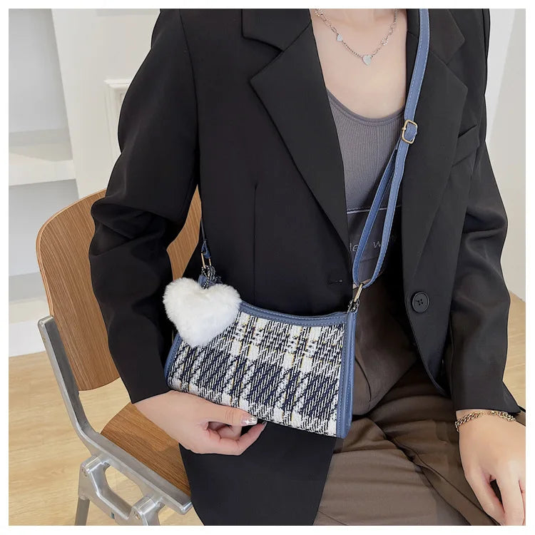 Vintage Plaid Underarm Bag All-Match Shoulder Bag