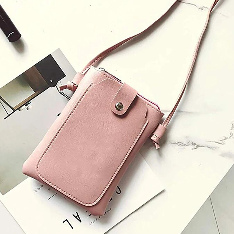 Women's Small Mobile Phone Bag PU Safety Shoulder Student Crossbody Bag