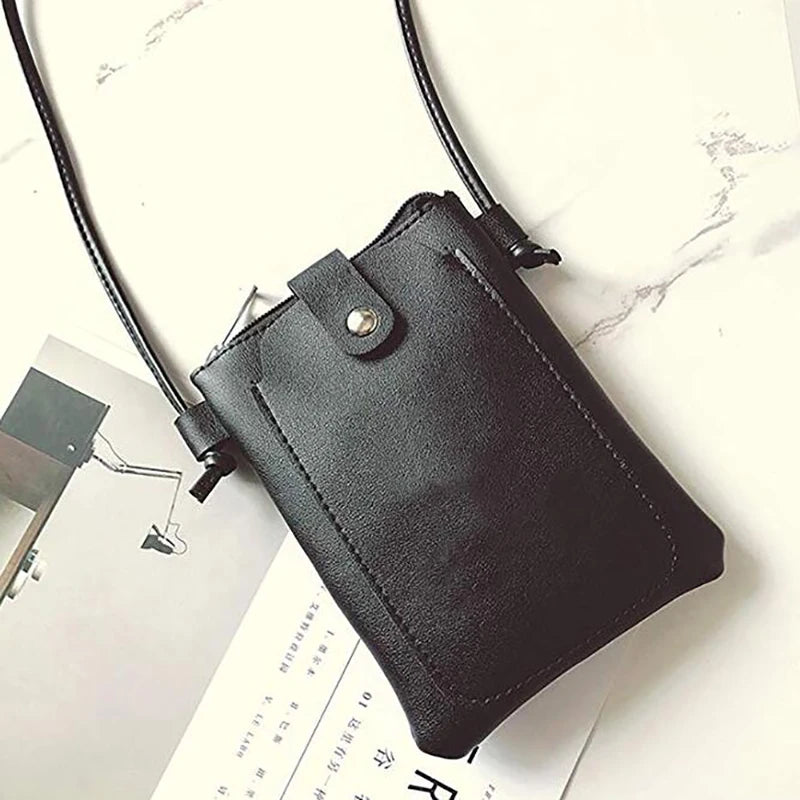 Women's Small Mobile Phone Bag PU Safety Shoulder Student Crossbody Bag