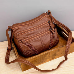 Women's Soft Leather Shoulder Bag Casual Crossbody Travel Tote Handbag