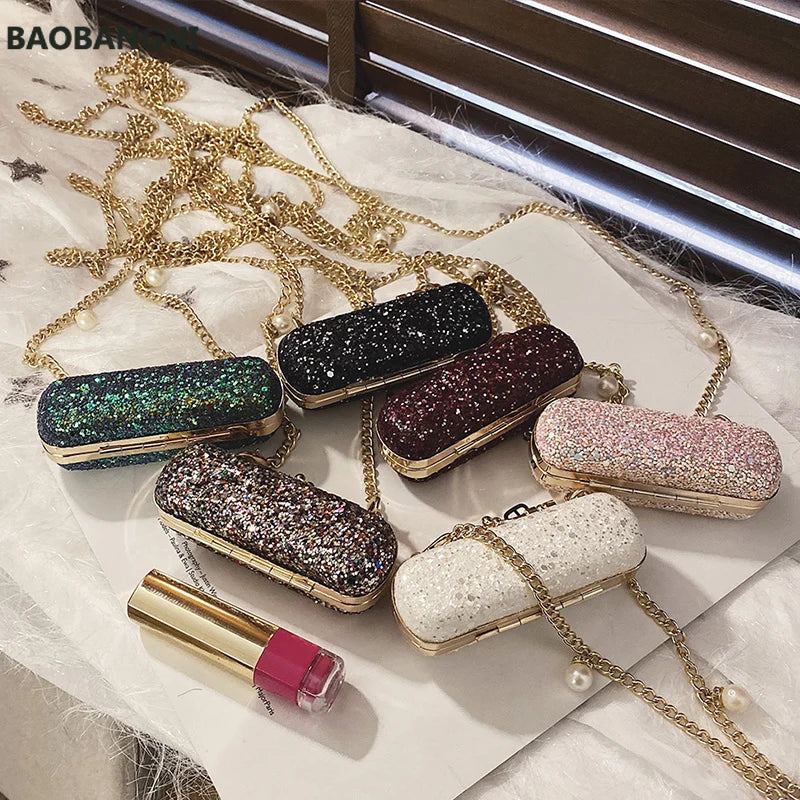 Sweet Mini Chain Lipstick Bag Japanese Snake Skin Crossbody Bags