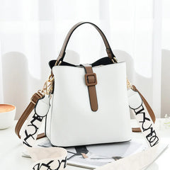 Women's Wide Shoulder Strap Crossbody Bucket Bag Versatile High Shoulder Handbag