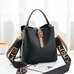 Women's Wide Shoulder Strap Crossbody Bucket Bag Versatile High Shoulder Handbag
