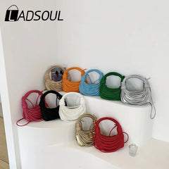 Women's Wire Bundle Braided Handbag Shoulder Messenger Bag