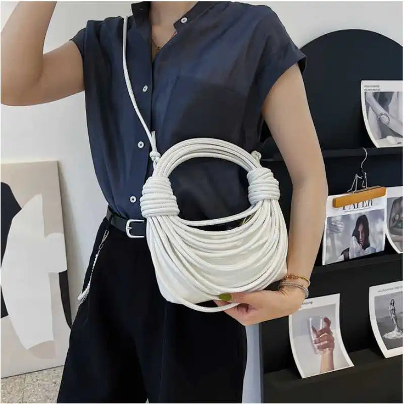 Women's Wire Bundle Braided Handbag Shoulder Messenger Bag